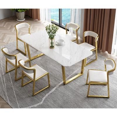 Nordic Style Golden Stainless Steel Dining Table