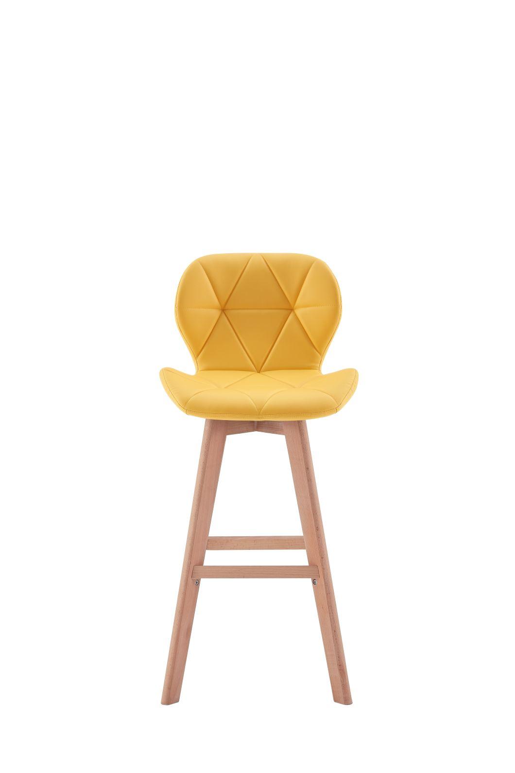 Yellow PU Leather Chair Dining Nordic MID Century Dining Chair Modern Stools