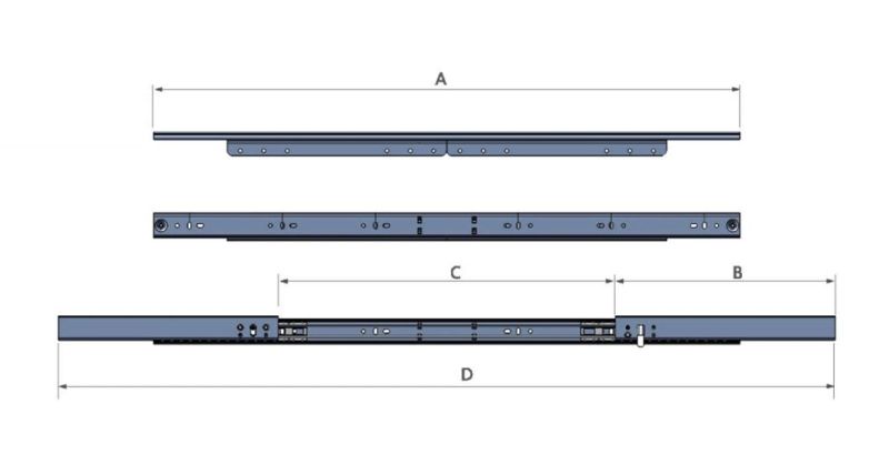 Black Color Table Mechanism, High Quality Ball Bearing Table Slide