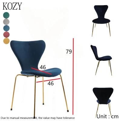 Modern High Quality Luxury Modern Metal Legs Dining Chair White Tufted Velvet Dining Chair for Sale