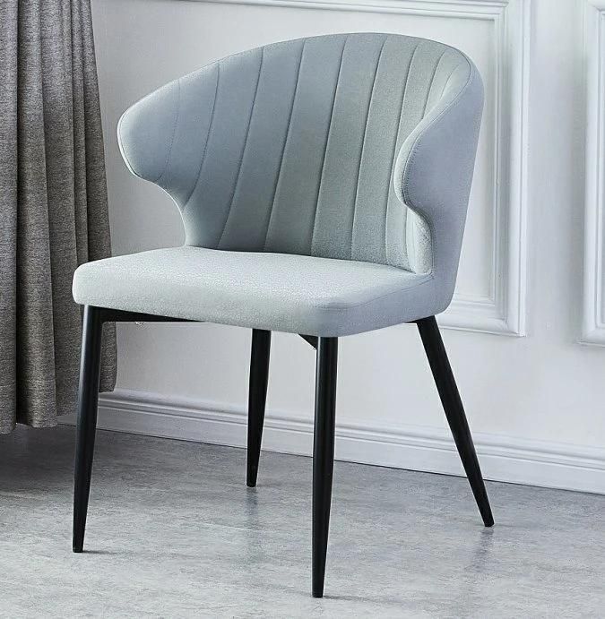 High Quality Grey Velvet Fabric Stainless Steel Restaurant Dining Chair in Silver