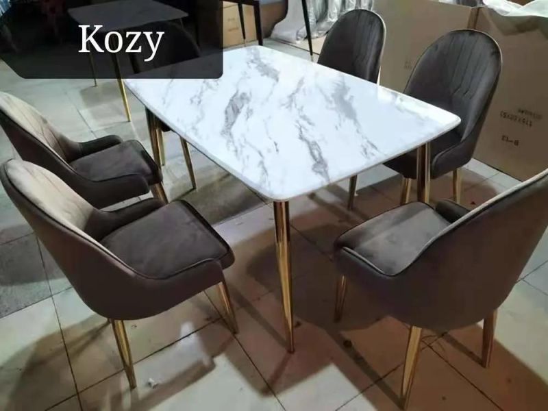 Italy Light Luxury Gold Plated Dining Room Table Sets