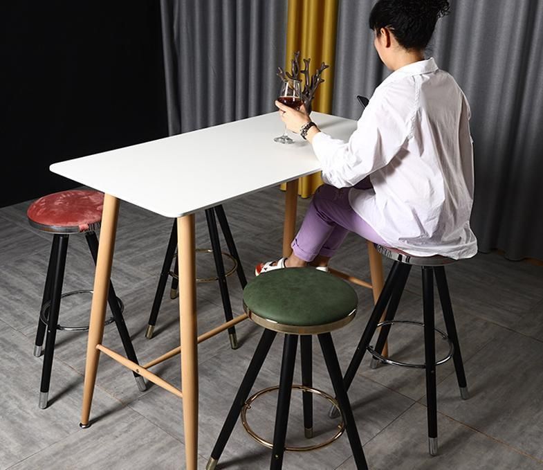 D60cm Bar Table Nordic Modern Metal Leg Coffee 105cm Height Bar Tables Wood High Bar Table Used for Bar/Bistro/Bub/Restaurant