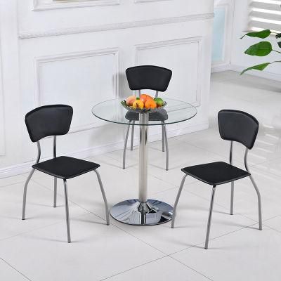 Modern Style Designs Glass Luxury Dining Room Furniture Glass Top Stainless Steel Base Round Dining Table