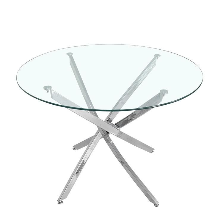 2020 Hot Selling Luxury Fashion Furniture Round Glass Top Metal Dining Table