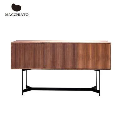 Zhida Modern Hotel Furniture Bedroom Sideboard Console Table Villa Living Room Solid Wood Metal Leg Side Cabinet