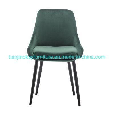 Fashionable Velvet Chrome Dining Chairs with Chromed Legs