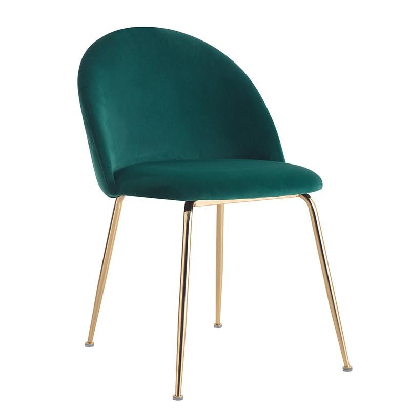 Free Sample Nordic Modern Velvet Armrest Colorful Dining Room Chairs with Gold Metal Legs for Dining Room and Restaurant