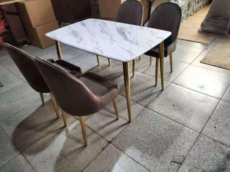 Light Luxury Style Marble Dining Table Set Europe Marble Dining Table