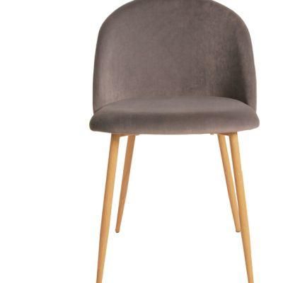 Blue Color Velvet Dining Chair with Wooden Legs