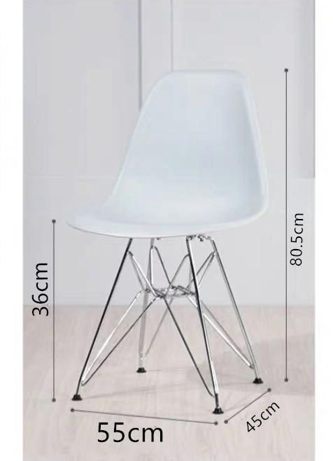 Scandinavian Design Plastic Dining Chairs with Chrome Metal Leg