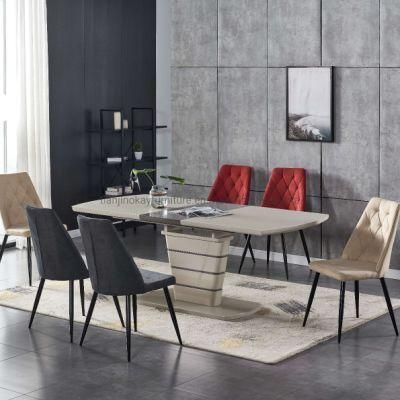 Wholesale MDF Extension Dining Table and Chair Sets Dining Room Table with High Gloss Glass