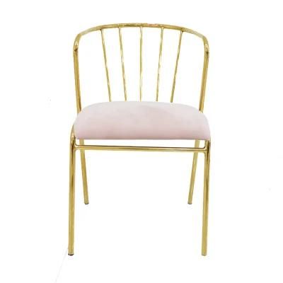 Wholesale Dining Furniture Gold Chrome Iron Legs Dining Chair Velvet Fabric Chair