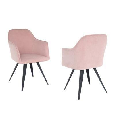 Hot Sale Fabric Dining Chair with Armrest Metal Restaurant Furniture