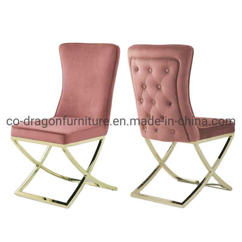 Europe Modern Furniture Metal Leg Fabric High Back Dining Chair