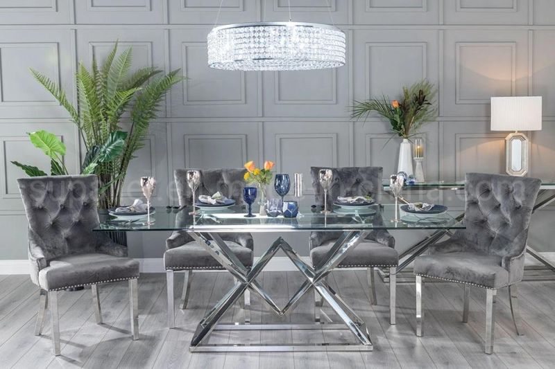 Contemporary European Style Square Glass Dining Table with Modern Design