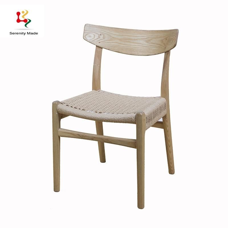 Modern Restaurant Furniture Ash Wood Dining Chair with Woven Seat