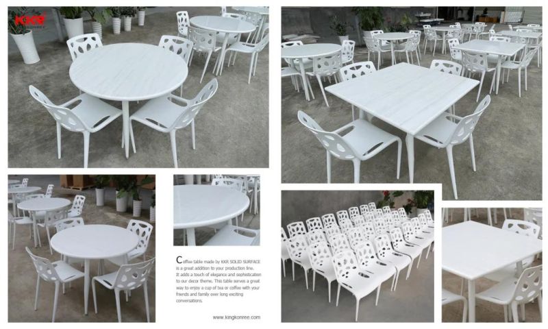 Solid Surface White Restaurant Table Set Furniture