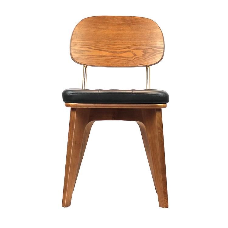 Vintage Style Wooden Base with Metal Armrest Dining Armchair with PU Cushion for Restaurant Use