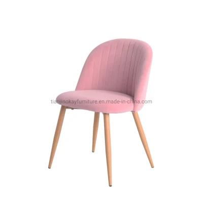 Factory Supply Hot Selling Velvet Fabric Dining Chair with Wood Transfered Legs