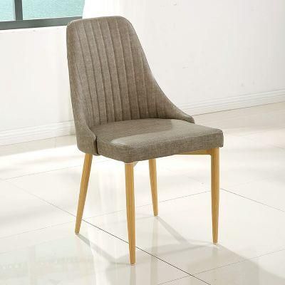 China Factory New Design Home Use Metal Legs Fabric Leather Upholstered Dining Chair for Dining Room