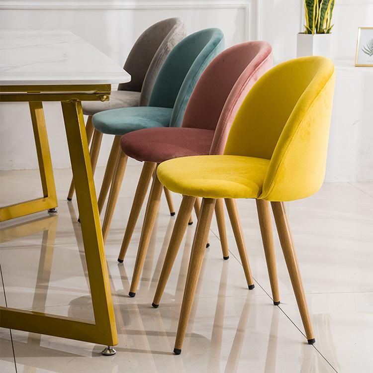 Cheap Nordic Velvet Fabric Modern Luxury Design Furniture Dining Room Chairs Upholstered Dining Chair with Metal Leg Gold