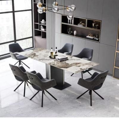 Modern Luxury Style Rectangle Ceramic Top Metal Base Office Hotel Living Room Bedroom Dining Table