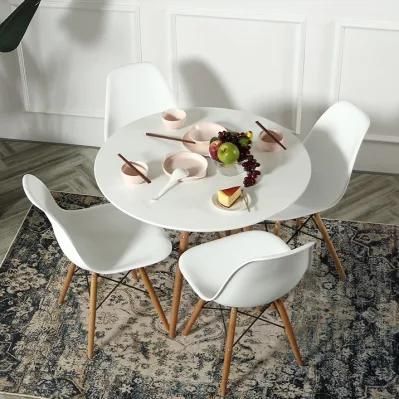 High Quality MDF Table Dining Furniture Factory Price White Furniture Eames 4 Chairs 60 Cm Round Wood Nordic Dining Table Sets