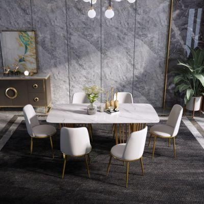 Home Dining Room Furniture Set Stainless Steel Restaurant Dining Set with Metal Legs