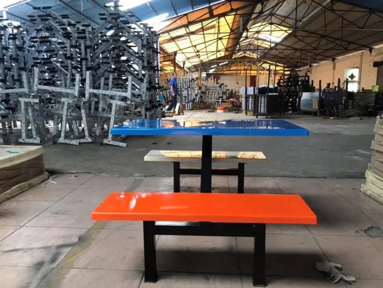 Cheap Staff Snap Food Restaurant Industrial Staff Steel Canteen Furniture Dining Table and Chairs Bench for Home/Office/ Snap Food Restaurant/Cafeteria