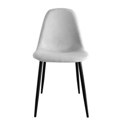 Wholesale Dining Room Furniture Heat Transfer Iron Legs Simple Design Gray Fabric Dining Chair