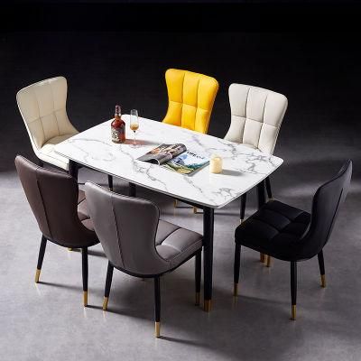 Luxury Black Modern Marble Dining Table Set for Dining Room Chairs