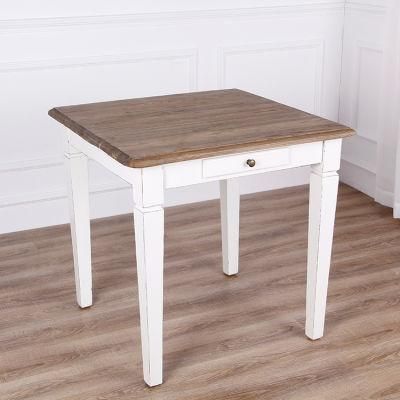 Kvj-7258 Nordic Vintage Reclaimed Wood White Square Dining Table