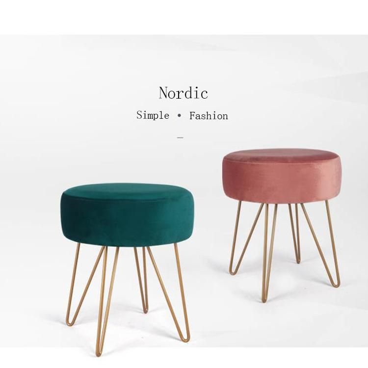 Wholesale Nordic Household Pouf Stool Ottoman High Quality Cloth Creative Circular Low Stool Customization Bar Stool Chair