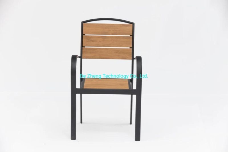 Outdoor Terrace Furniture Scratch Resistant Metal Rattan Wicker Bamboo Looking Cane Chair Antique Patio Bistro Restauran Armchair