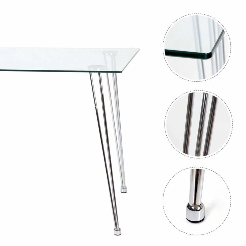 Factory Customized Modern Durable Home Furniture Best Price Transparent Glass Top Dining Table