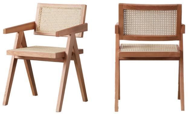 Home Furniture Armchair with Solid Wood Frame Combined with Natural Rattan