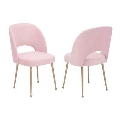 French Pink Velvet Upholstered Restaurant Luxury Home Furniture Dining Chair