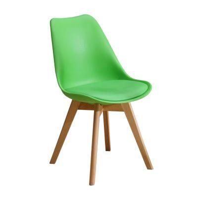 Modern Plastic Children Dining Chair Padded Seat with Wooden Legs Retro Modern Home