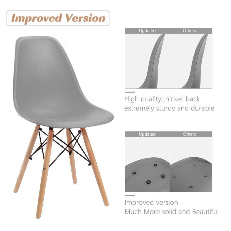 Home Furniture Colourful Plastic Dining Chair Chaise Silla Grey PP Dining Chair Wood Leg