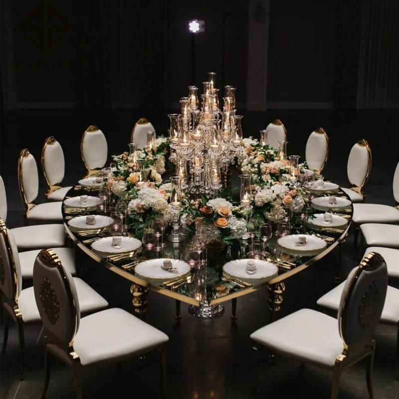 Hot Sale Elegant Gold Wedding Furniture Stainless Steel Adsullata Wedding Oval Table