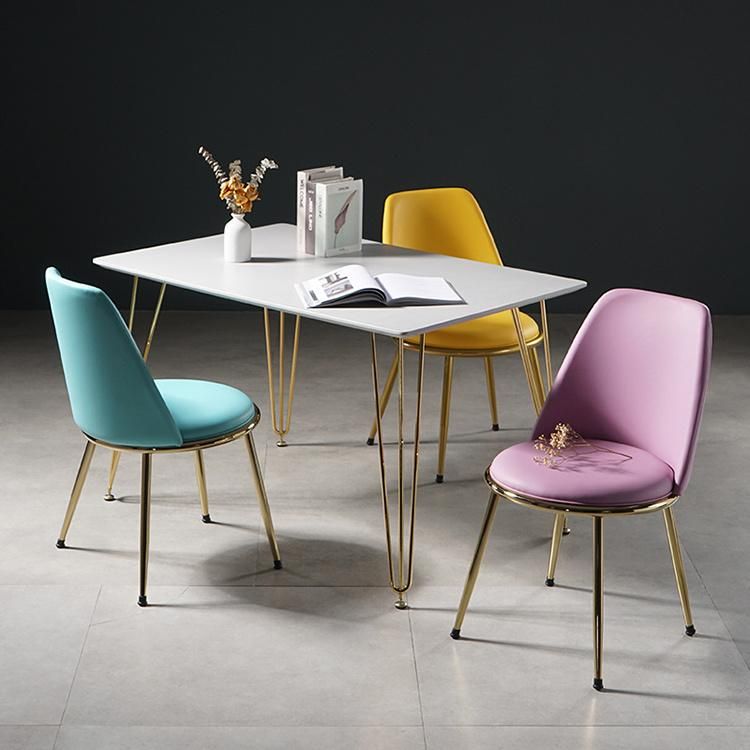 Modern Restaurant Dining Table and Chair Set French Fashion Multi-Person Dining Table and Chair Simple Nordic Soft Bag Chair MDF Table Gold-Plated High-Grade