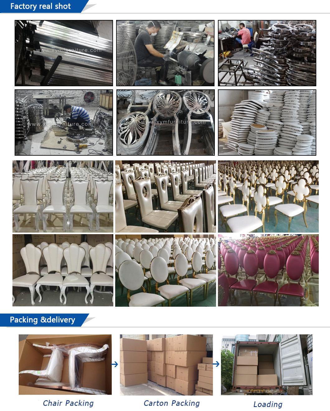 Imported Gold Stainless Steel Frame White Leather Dining Chairs for Sale