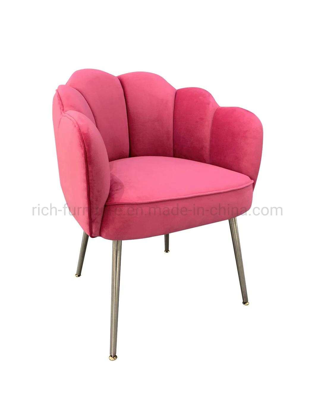 Modern Home Furniture Restaurant Flower Shaped Velvet Golden Dining Chair