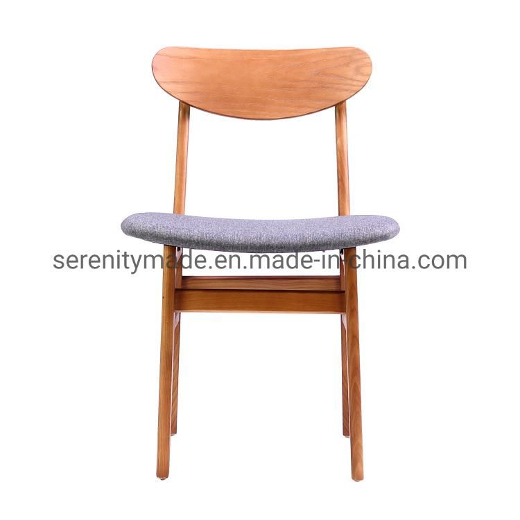 Fabric Upholstered Solid Wood Frame Leisure Dining Chair