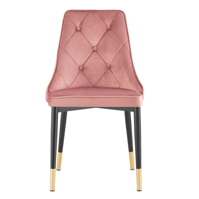 Luxury Pink Velvet Dining Chair with Gold Metal Leg