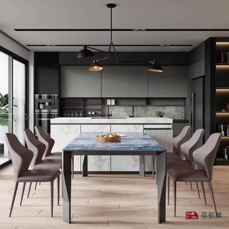 Italian Style Design Extendable Dining Table Metal Slate Dining Table