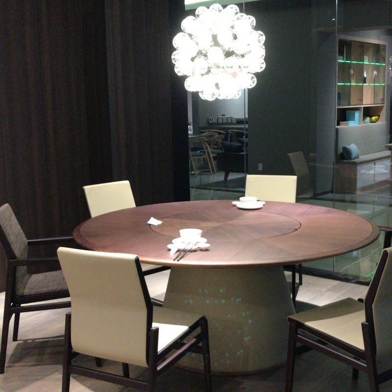 Modern Dining Room Furniture Round Natural Marble Top with Solid Wood Base Dining Table