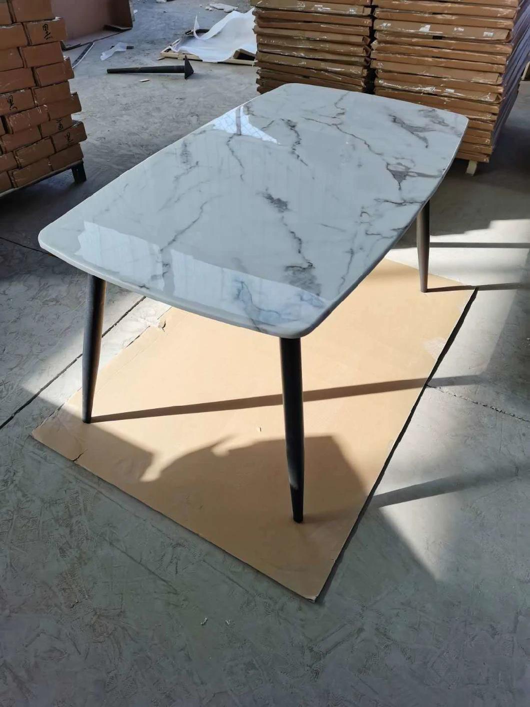 Modern Design Metal Coffee Table New Center Table Marble Top Dining Table with Gold Metal Legs