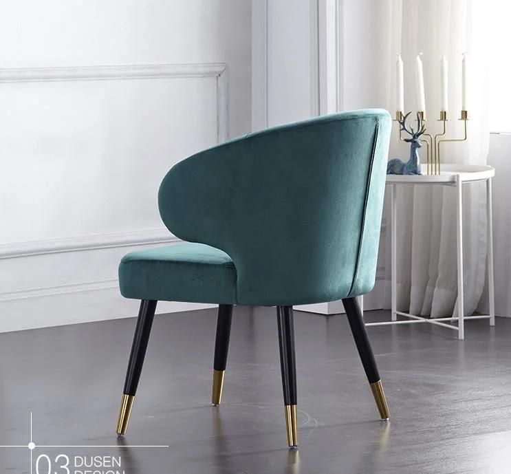 Modern Velvet Kitchen Room Chair Upholstered Accent Leisure Dining Chairs Side Chairs with Metal Legs